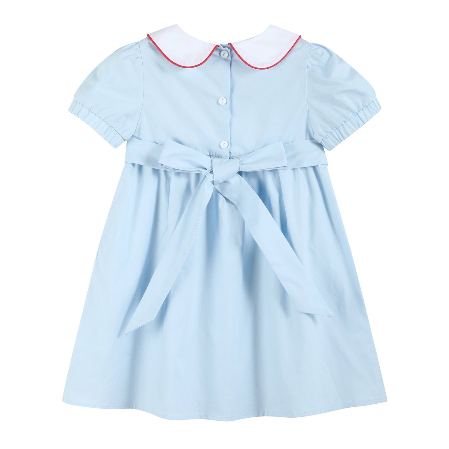 Light Blue Santa Smocked Dress - Abbies Place