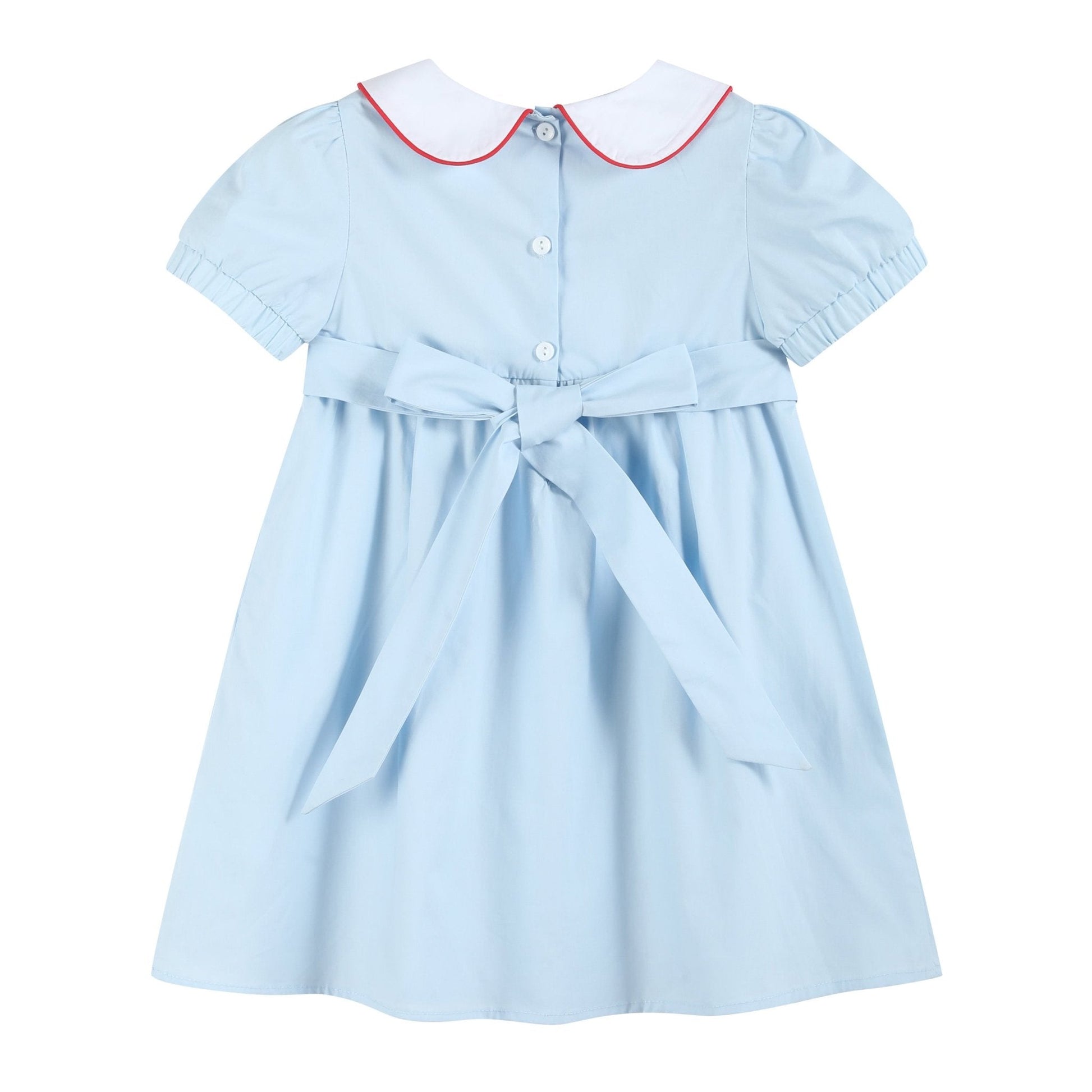 Light Blue Santa Smocked Dress - Abbies Place