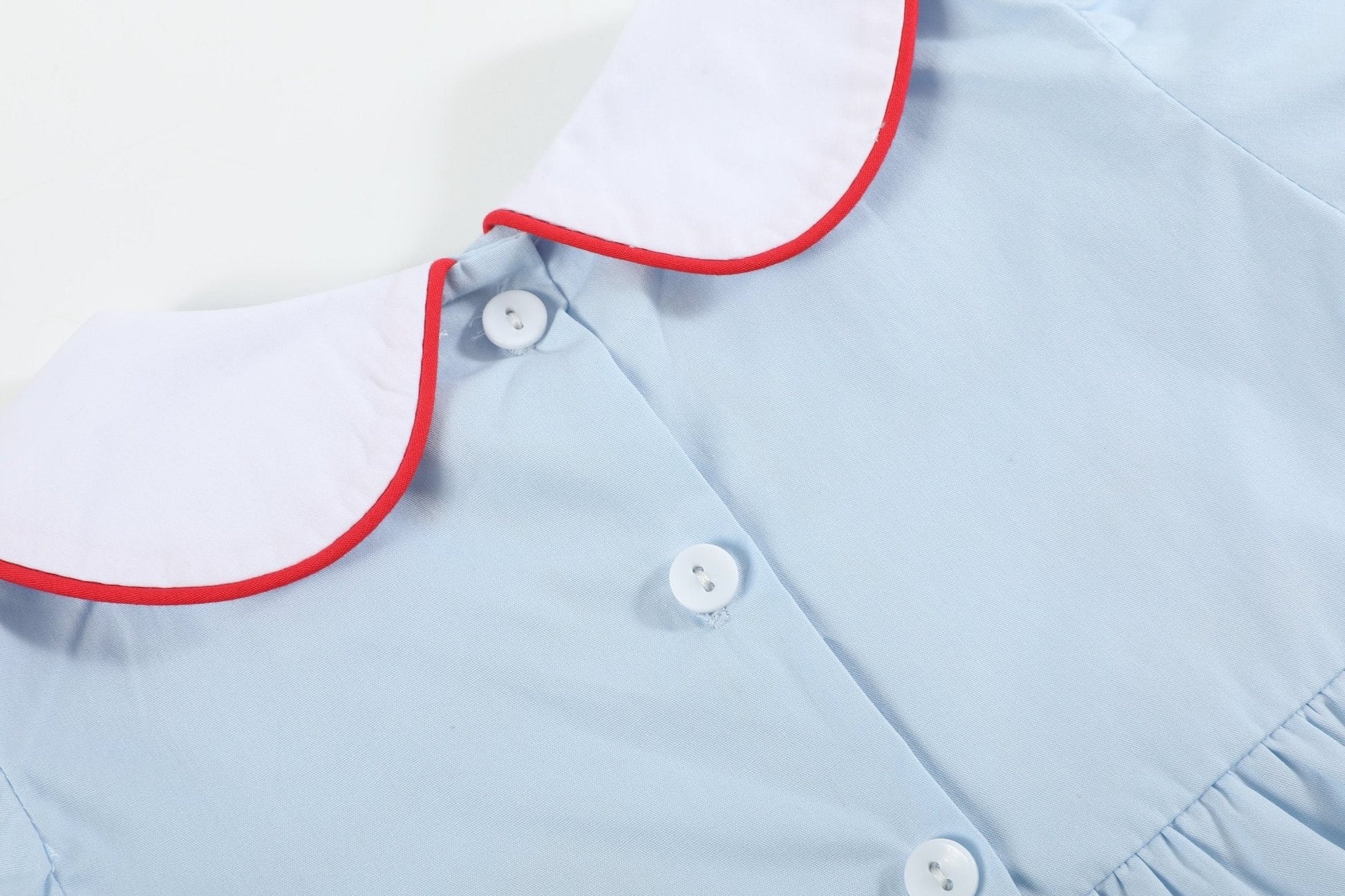 Light Blue Santa Smocked Dress and Bloomers - Abbies Place