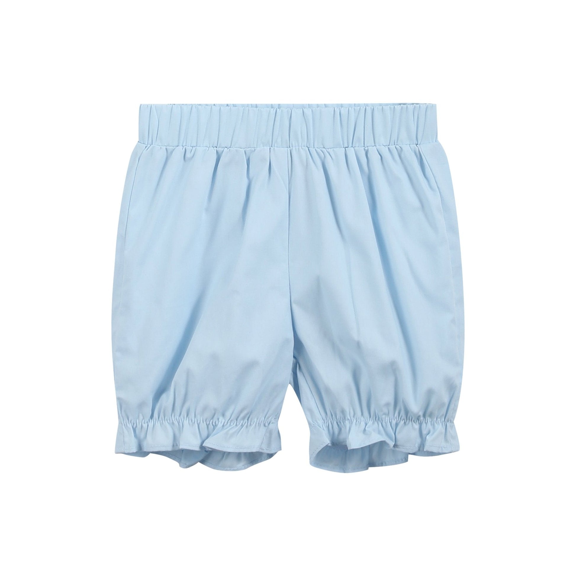 Light Blue Santa Smocked Dress and Bloomers - Abbies Place