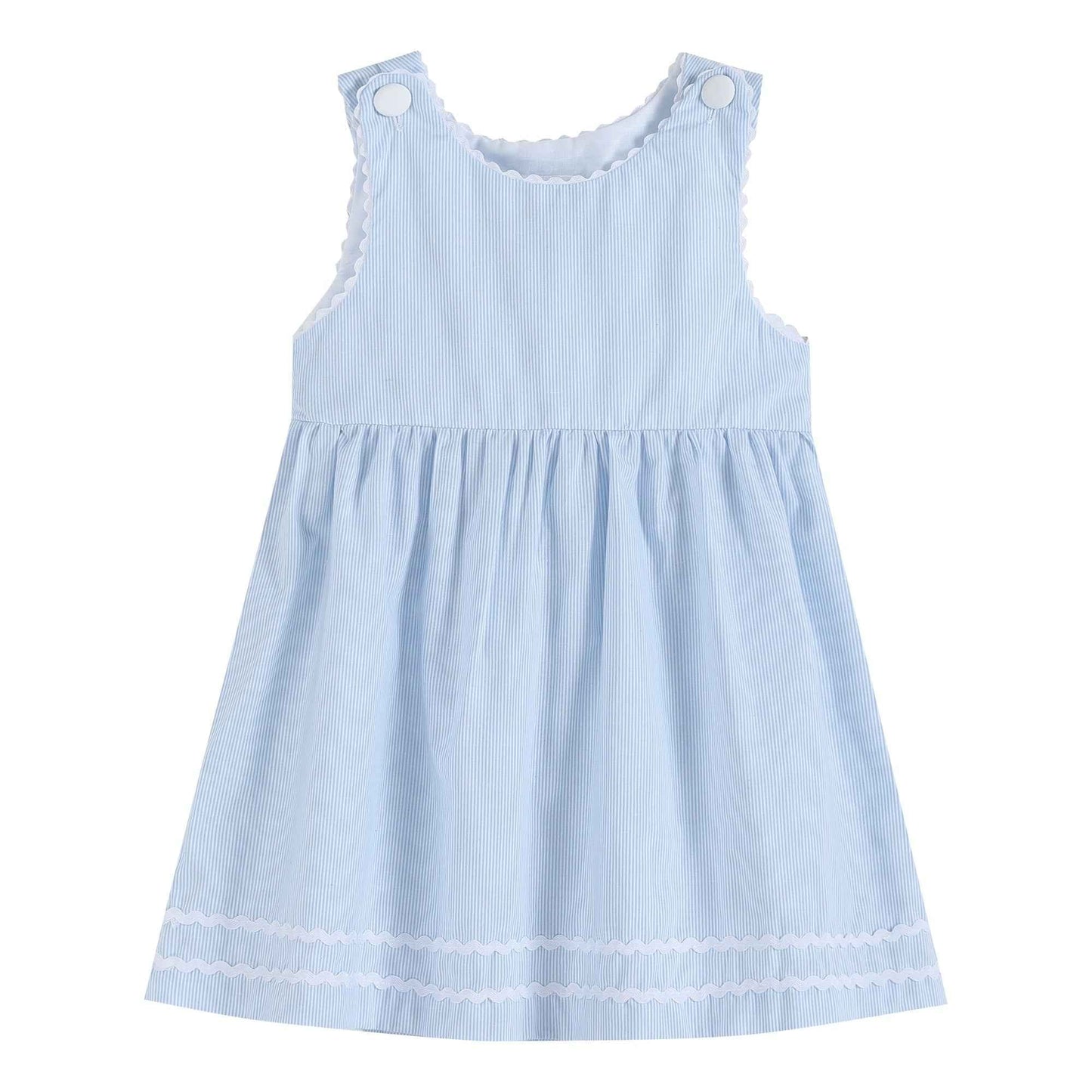 Light Blue Seersucker A-Line Dress - Abbies Place