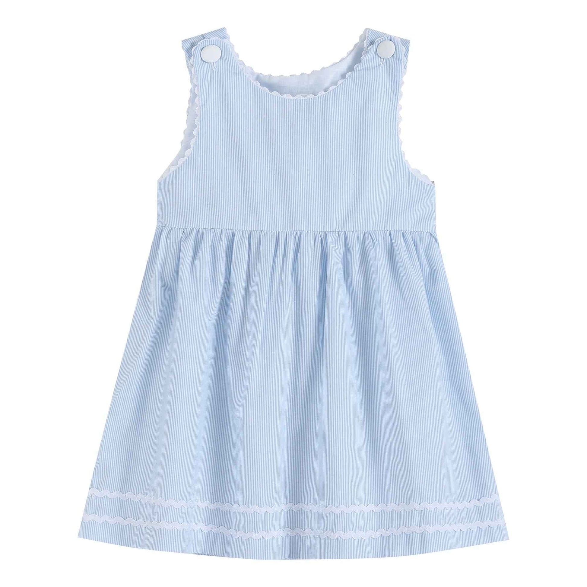 Light Blue Seersucker A-Line Dress - Abbies Place