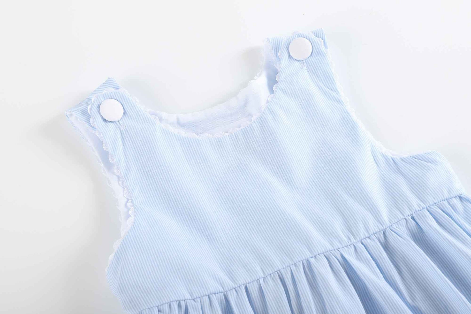 Light Blue Seersucker A-Line Dress - Abbies Place