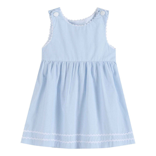 Light Blue Seersucker A - Line Dress - Abbies Place