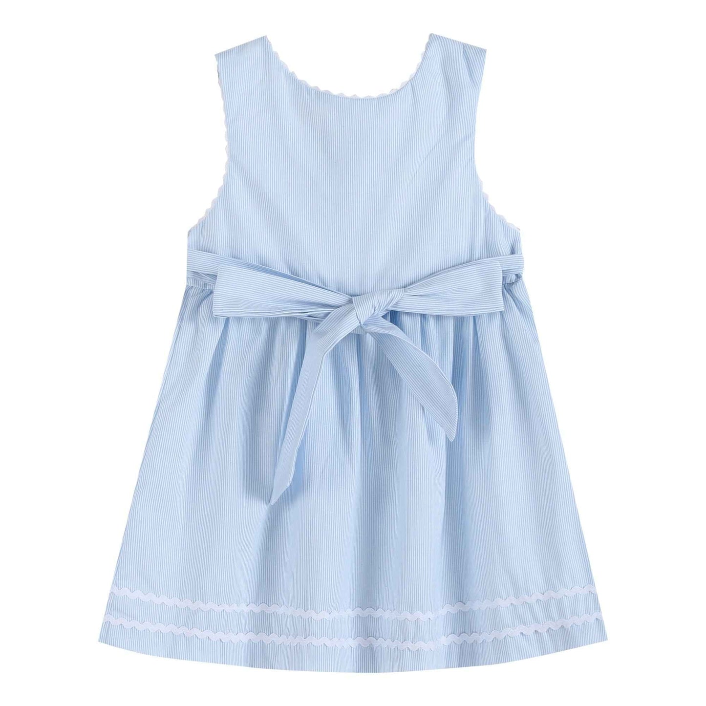 Light Blue Seersucker A-Line Dress - Abbies Place