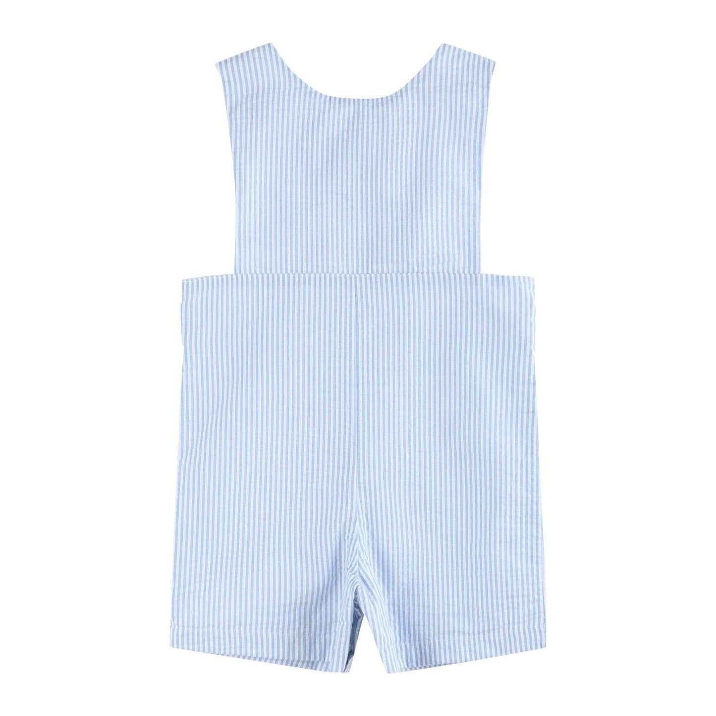 Light Blue Seersucker Lil Brother Smocked Jon Jons - Abbies Place