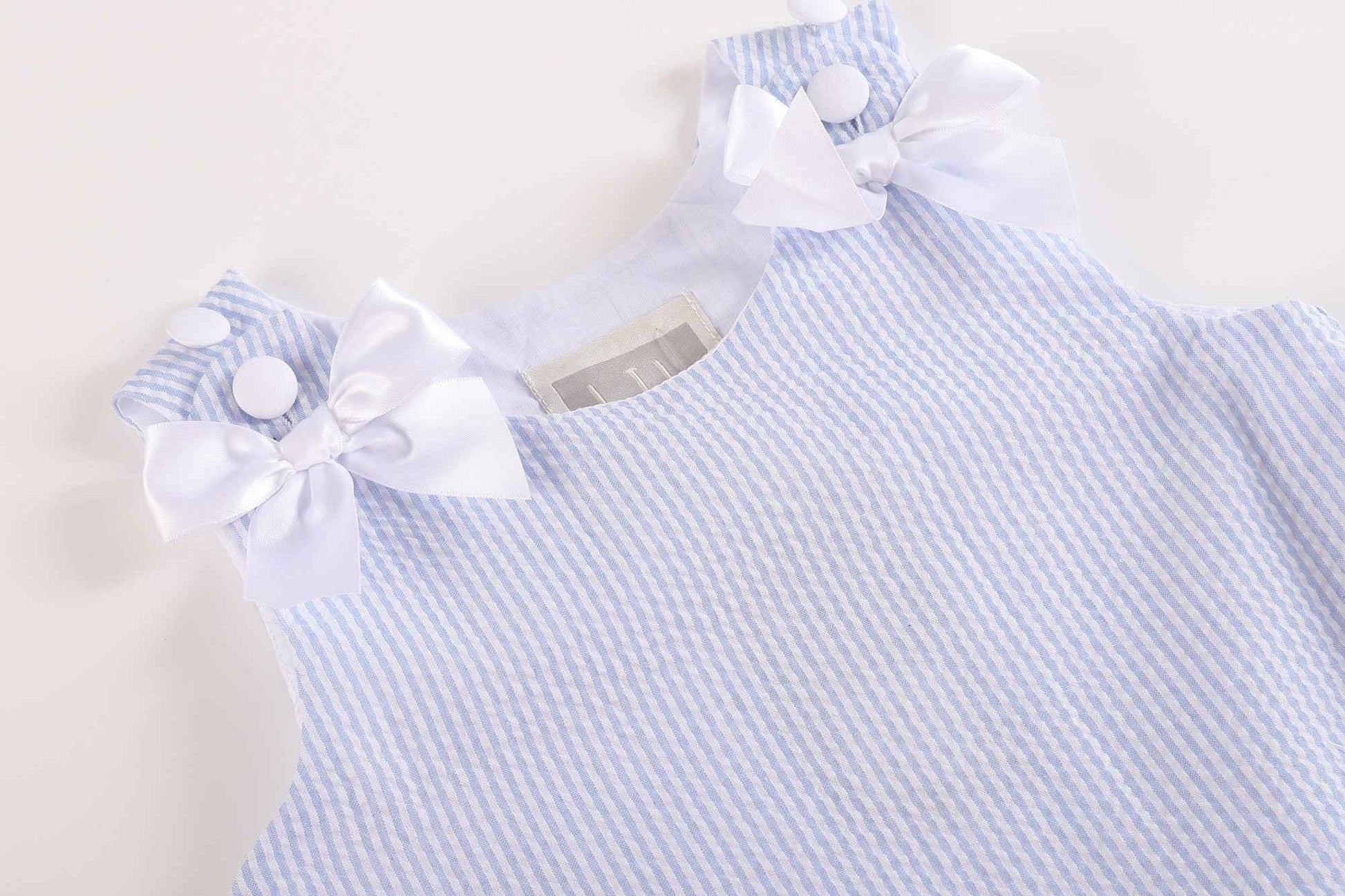 Light Blue Seersucker Ruffle Dress - Abbies Place