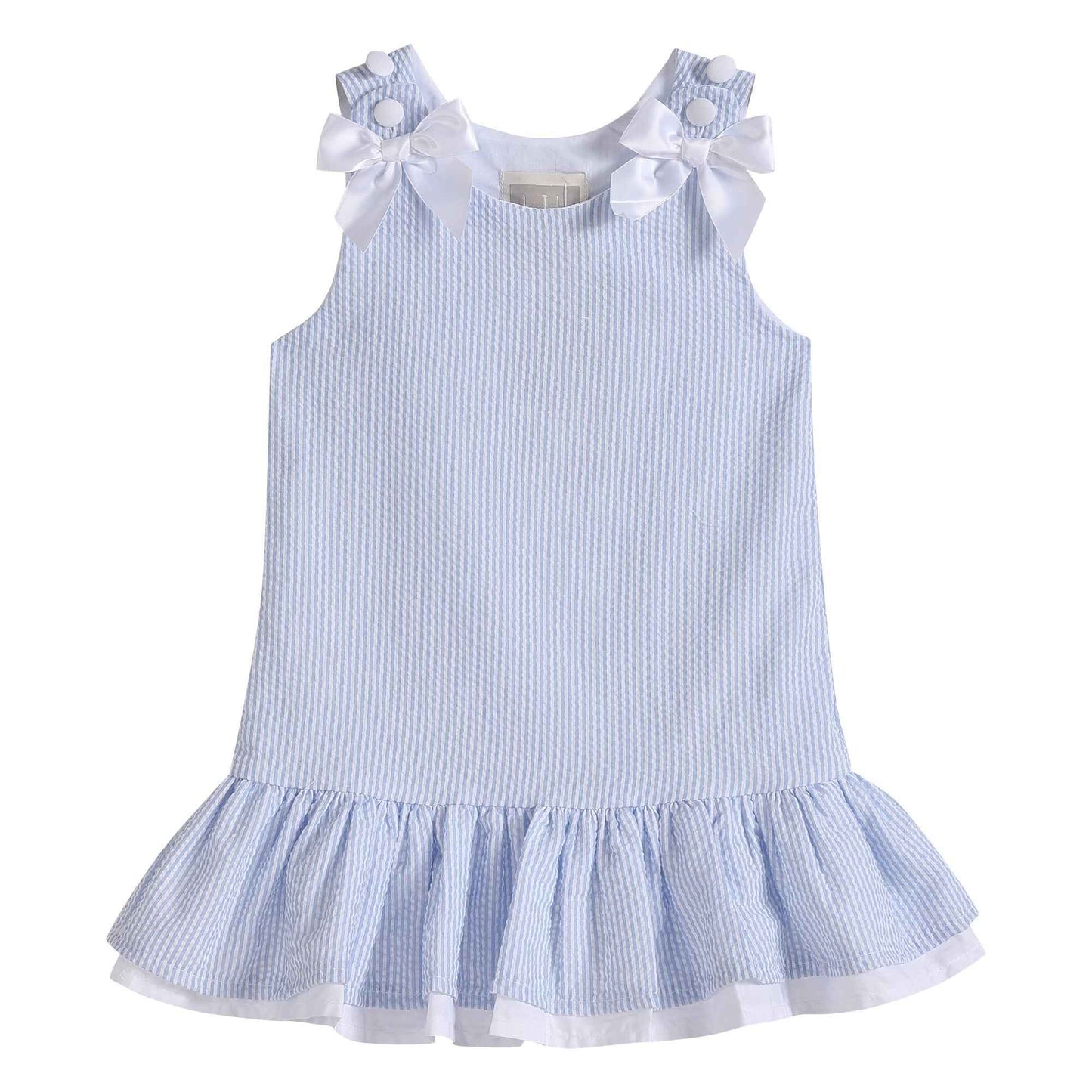 Light Blue Seersucker Ruffle Dress - Abbies Place
