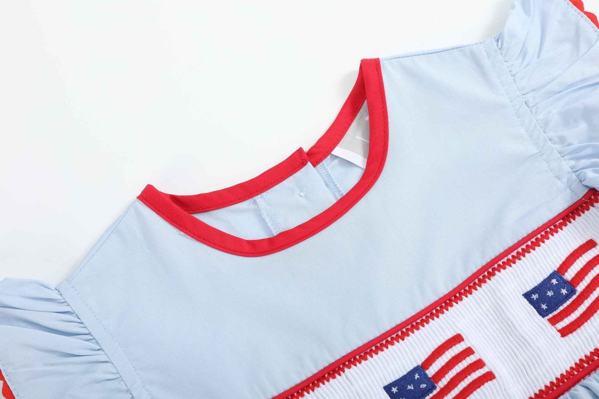 Light Blue USA Flag Smocked Dress - Abbies Place