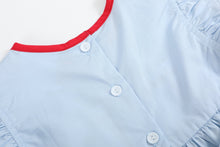 Load image into Gallery viewer, Light Blue USA Flag Smocked Dress
