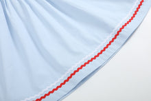 Load image into Gallery viewer, Light Blue USA Flag Smocked Dress
