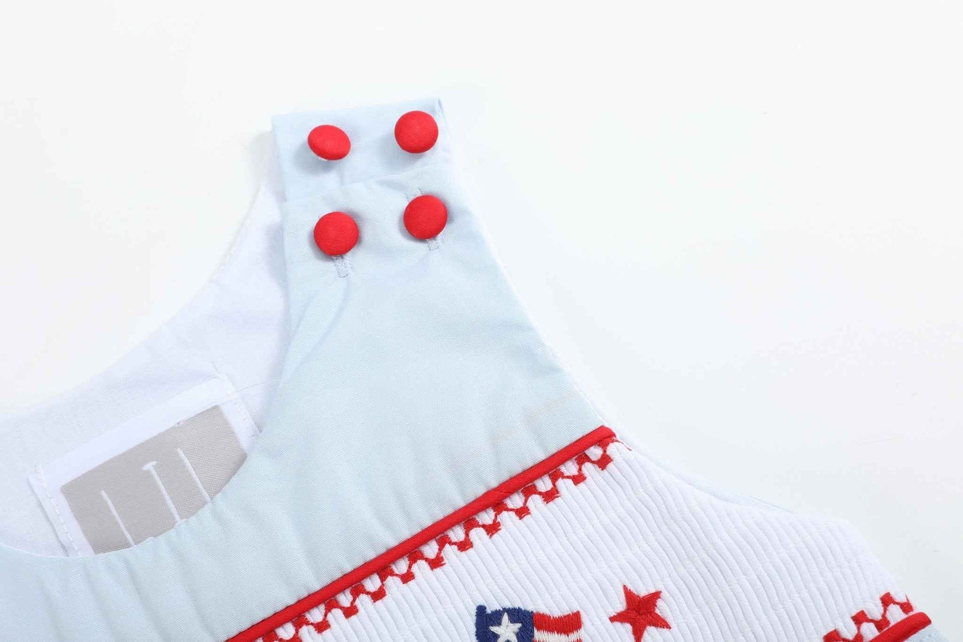 Light Blue USA Flag Smocked Shortalls - Abbies Place
