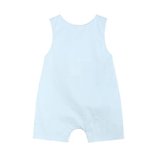 Load image into Gallery viewer, Light Blue USA Flag Smocked Shortalls
