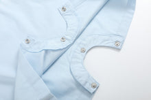 Load image into Gallery viewer, Light Blue USA Flag Smocked Shortalls
