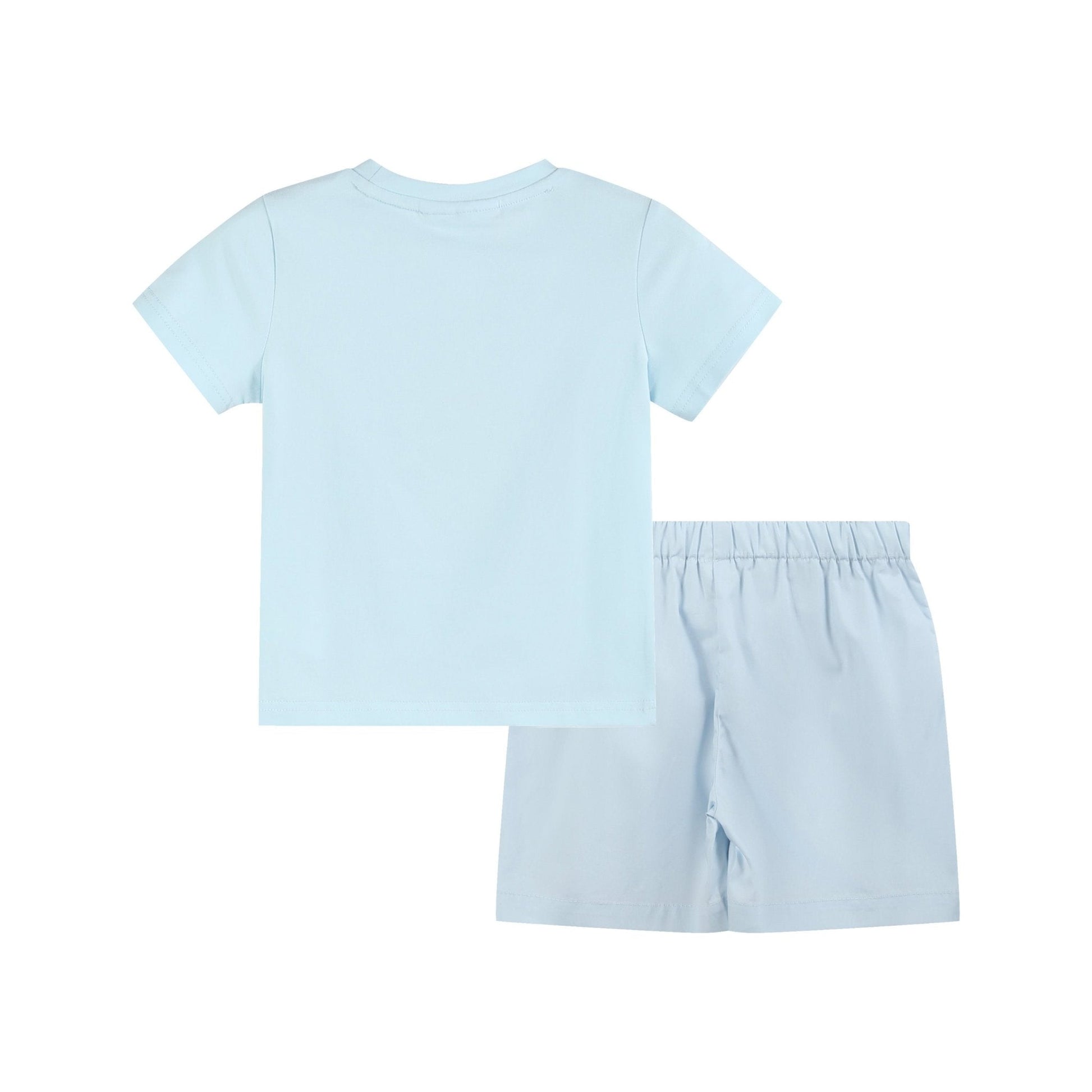 Light Blue USA Flag Smocked T-Shirt and Shorts Set - Abbies Place