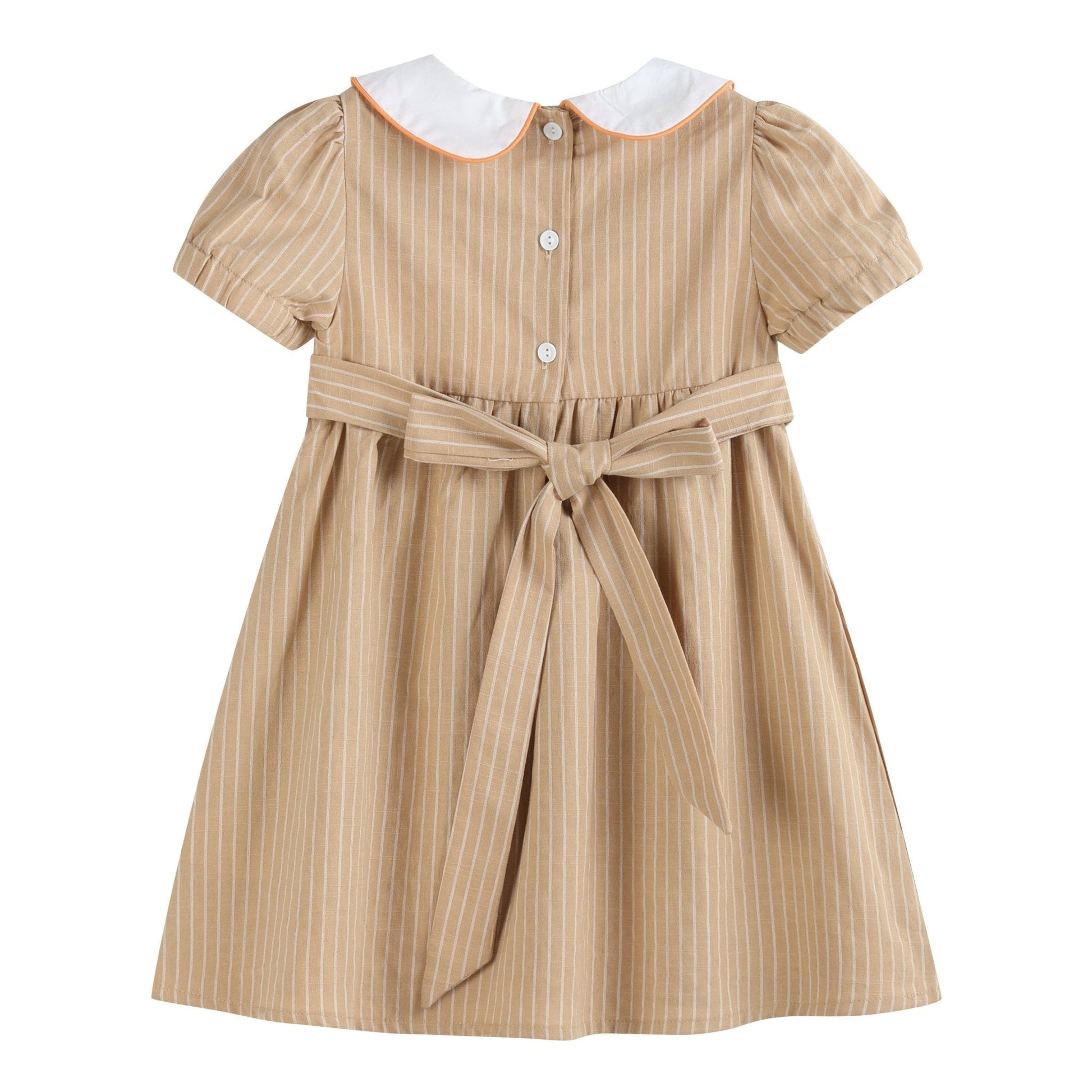 Light Brown Pumpkin Smocked Collared Dress - Abbies Place