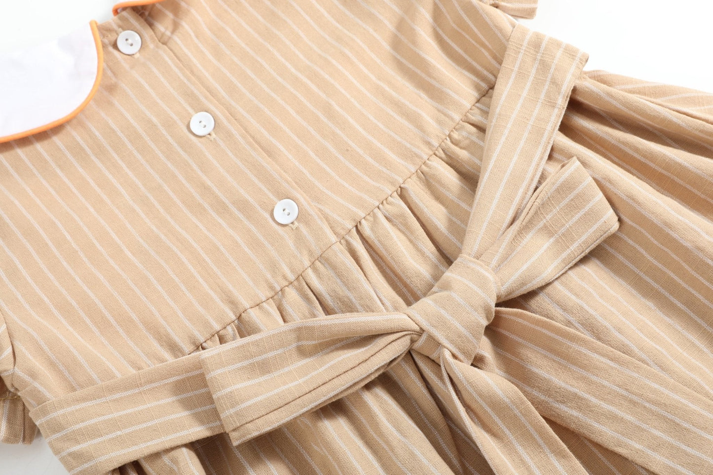 Light Brown Pumpkin Smocked Collared Dress - Abbies Place