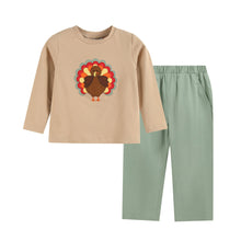 Load image into Gallery viewer, Light Brown Turkey Shirt and Sage Green Pants Set
