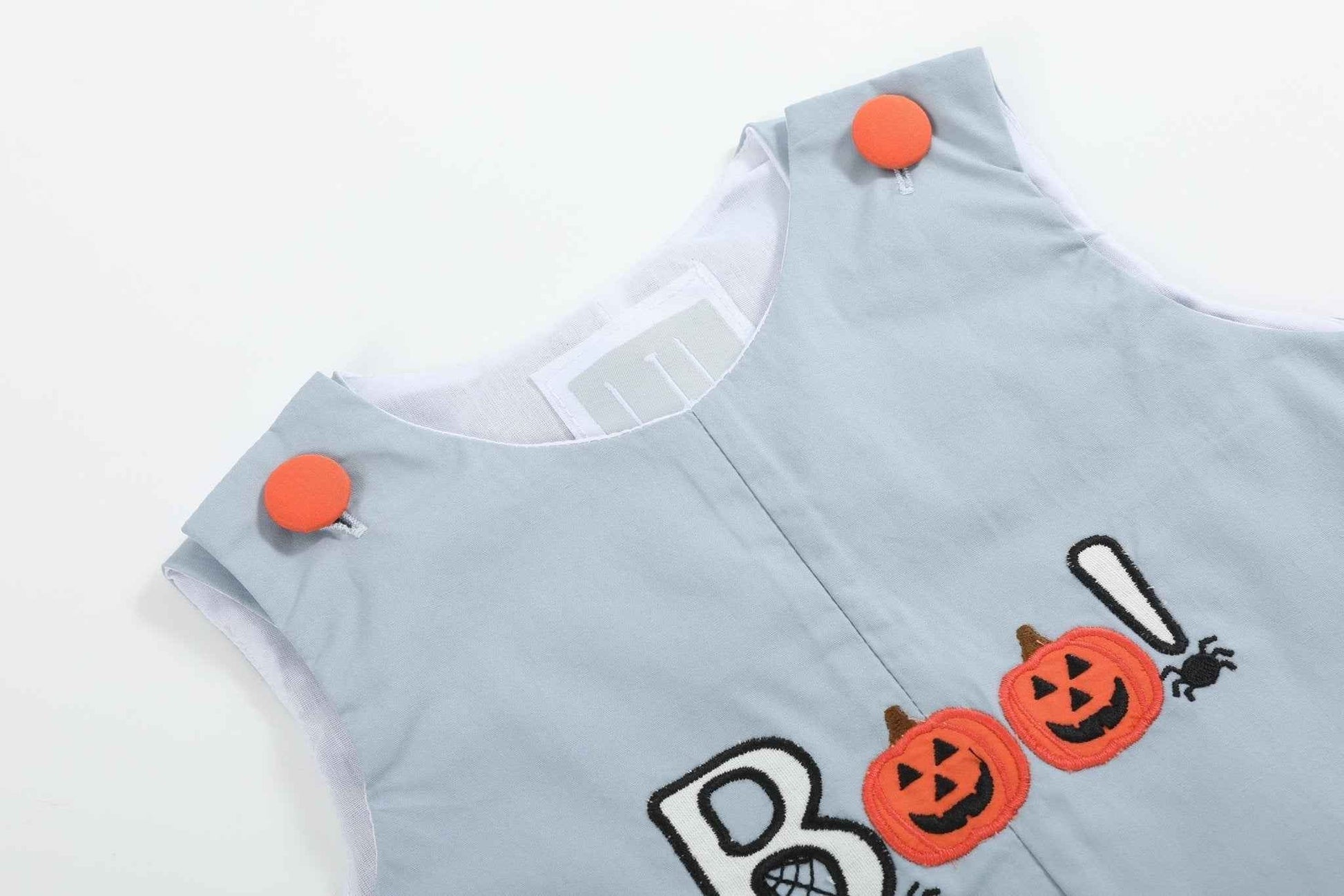 Light Gray 'Boo' Applique Overalls - Abbies Place