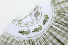 Load image into Gallery viewer, Light Green Alligator Smocked Bishop Dress
