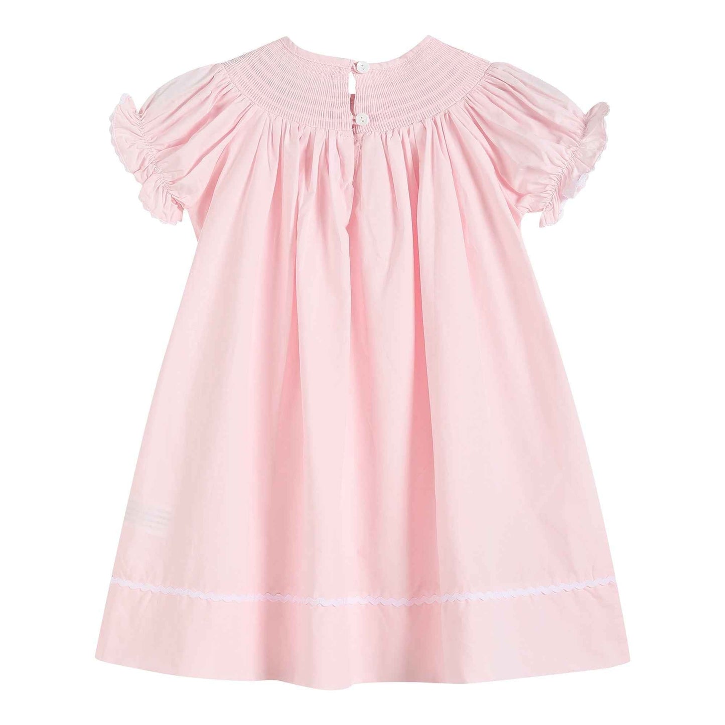 Light Pink Daisy Smocked Bishop Dress - Abbies Place