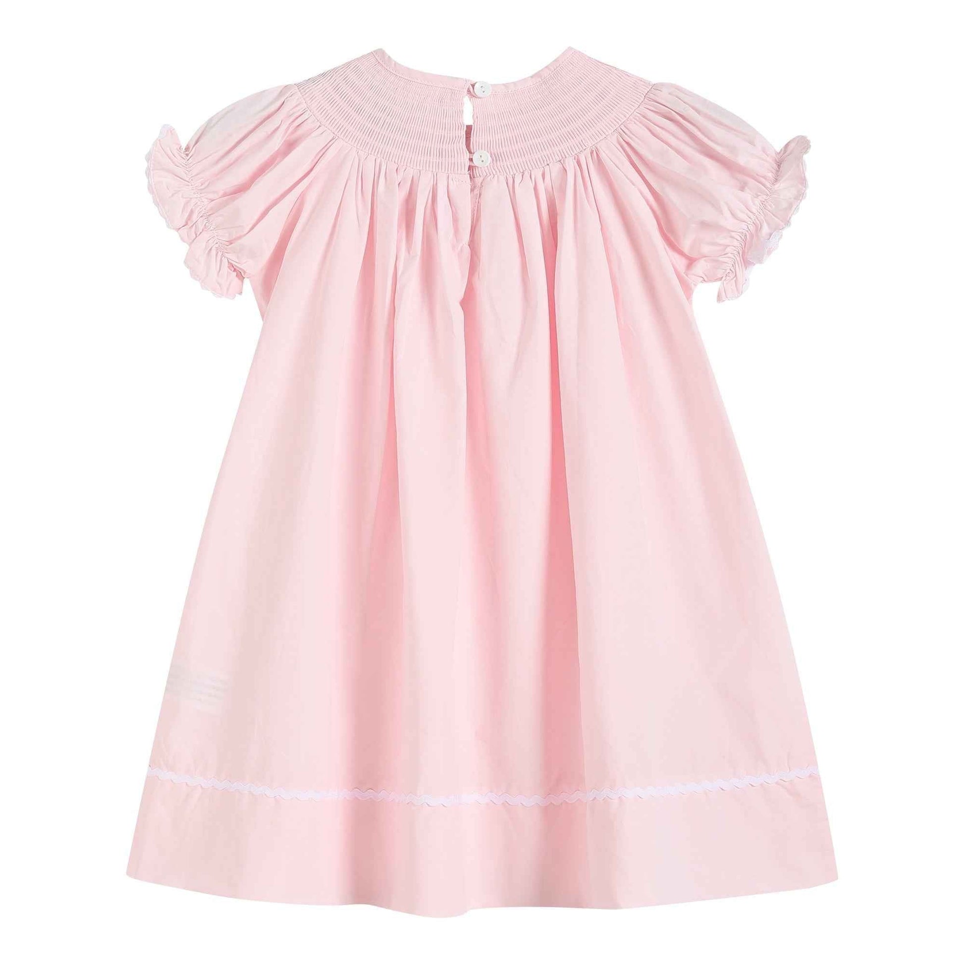 Light Pink Daisy Smocked Bishop Dress - Abbies Place