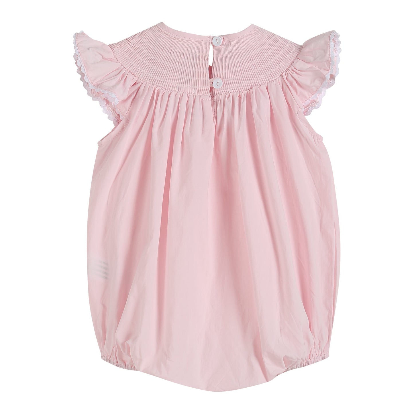 Light Pink Daisy Smocked Ruffle Romper - Abbies Place