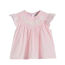 Load image into Gallery viewer, Light Pink Daisy Smocked Top and Bloomer 2 pc set

