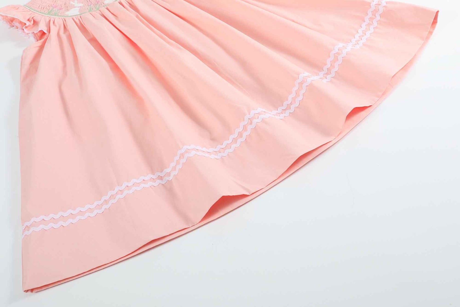 Light Pink Easter Bunny Smocked Bishop Dress - Abbies Place