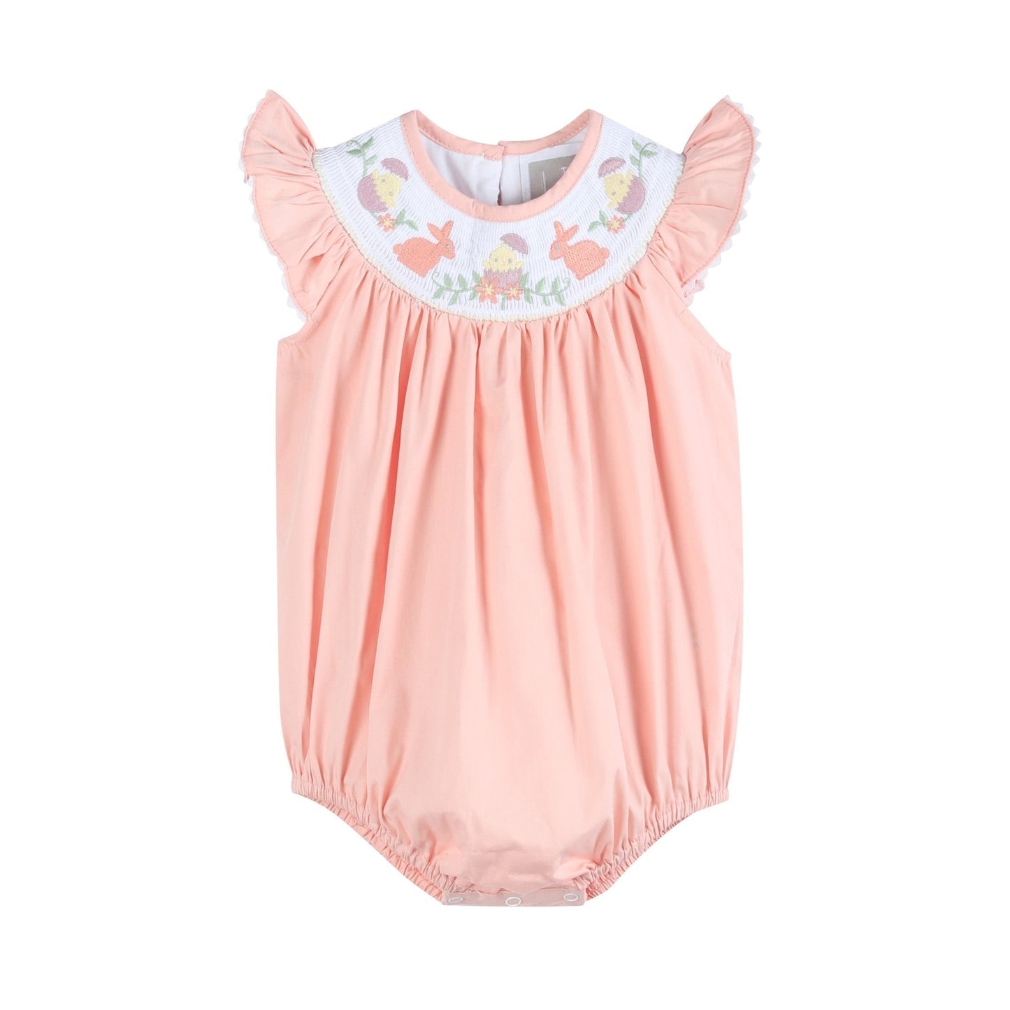 Light Pink Easter Smocked Flutter Romper - Abbies Place