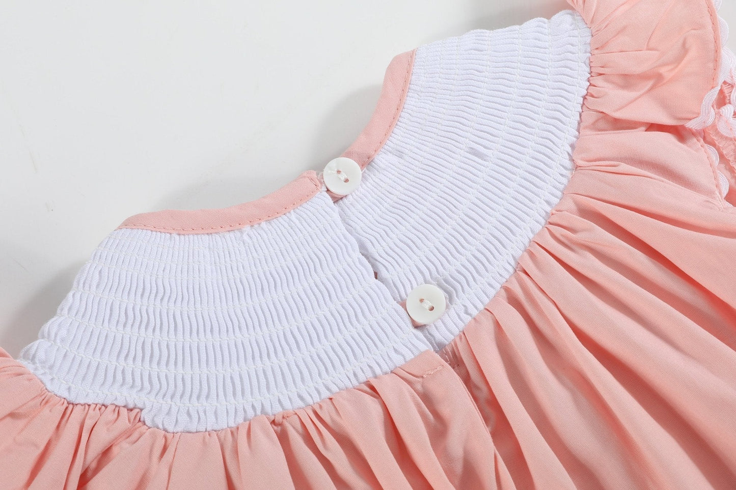 Light Pink Easter Smocked Flutter Romper - Abbies Place