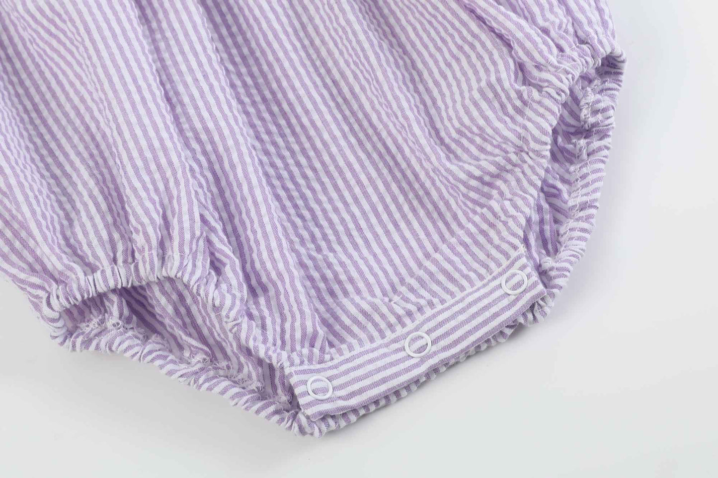 Light Purple Seersucker Bunny Smocked Romper - Abbies Place