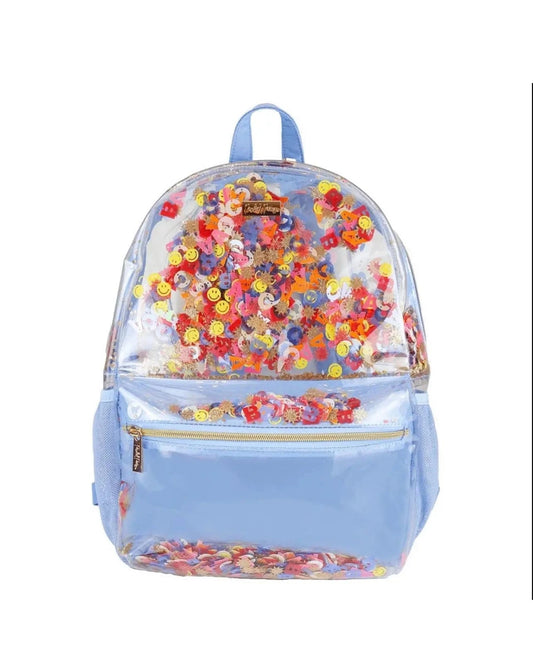 Little Letters Confetti Heavy Duty Clear Backpack - medium - Abbies Place