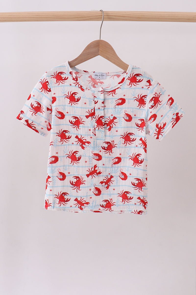 Lobster print muslin top - Abbies Place
