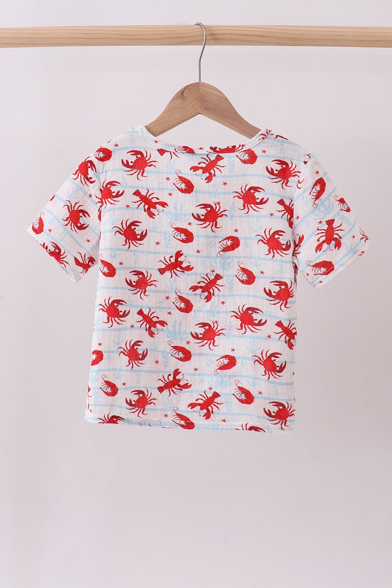 Lobster print muslin top - Abbies Place