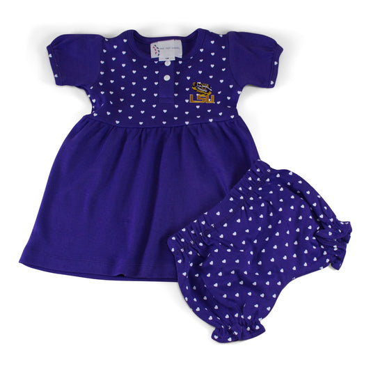 LSU Girl's Heart Dress with Bloomers - Abbies Place