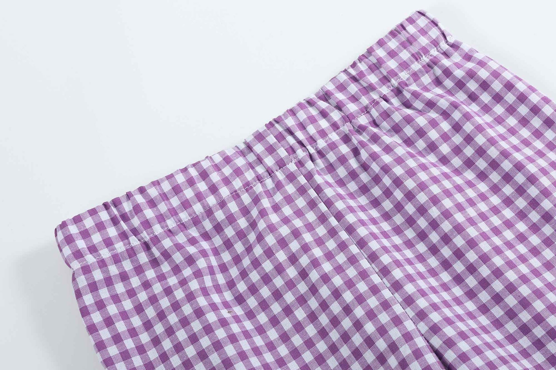 Mardi Gras Smocked Tee and Purple Gingham Shorts Set - Abbies Place
