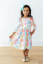 Load image into Gallery viewer, Conversation Hearts 3/4 Sleeve Ruffle Twirl Dress
