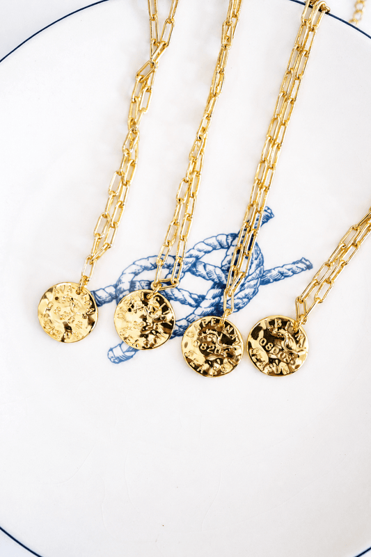 Mini Beach Tag Charm Necklace – 18k Gold Plated - Abbies Place