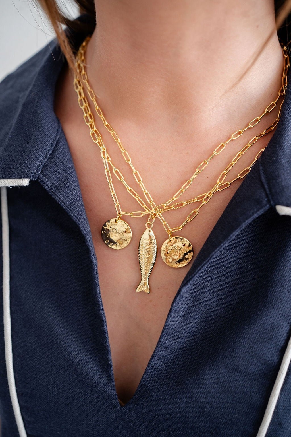 Mini Beach Tag Charm Necklace – 18k Gold Plated - Abbies Place
