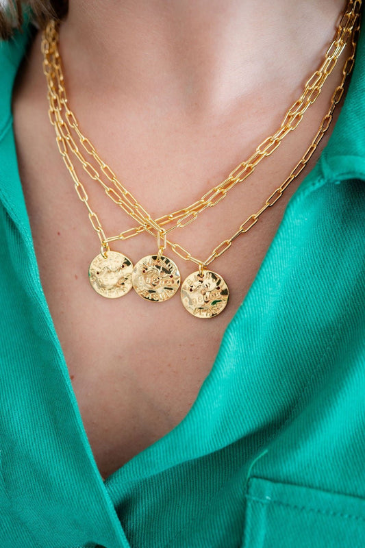 Mini Beach Tag Charm Necklace – 18k Gold Plated - Abbies Place
