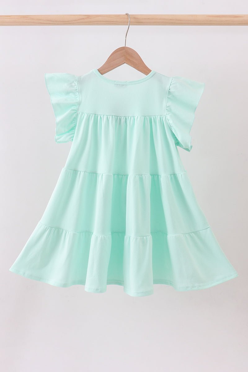 Mint clover sequin ruffle tiered dress - Abbies Place
