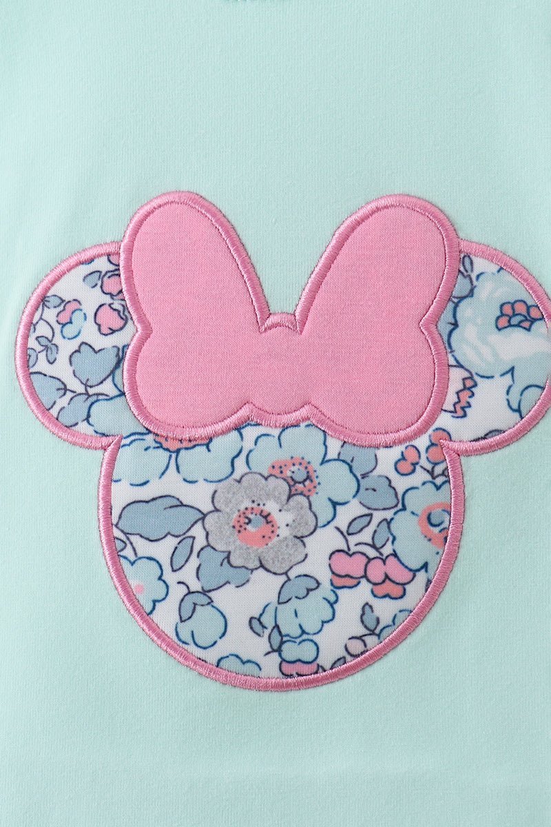 Mint floral character applique bloomer set - Abbies Place