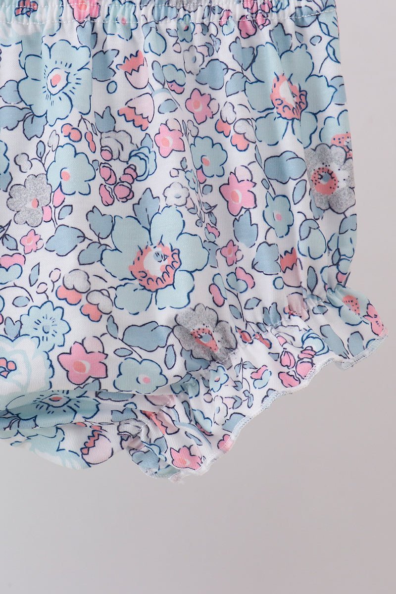 Mint floral character applique bloomer set - Abbies Place