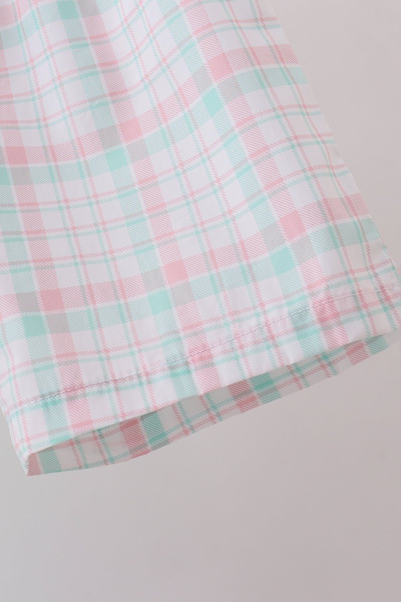 Mint I love Dad plaid shorts set - Abbies Place