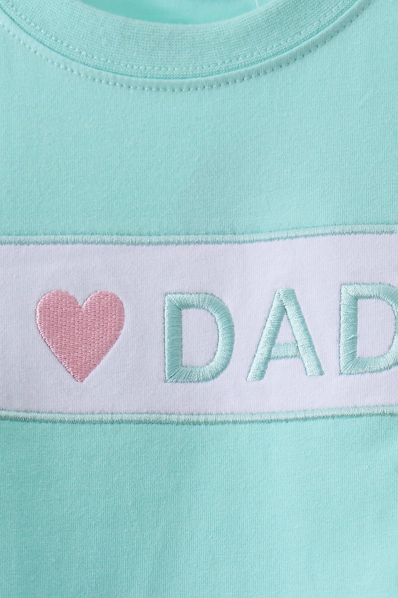 Mint I love Dad plaid shorts set - Abbies Place