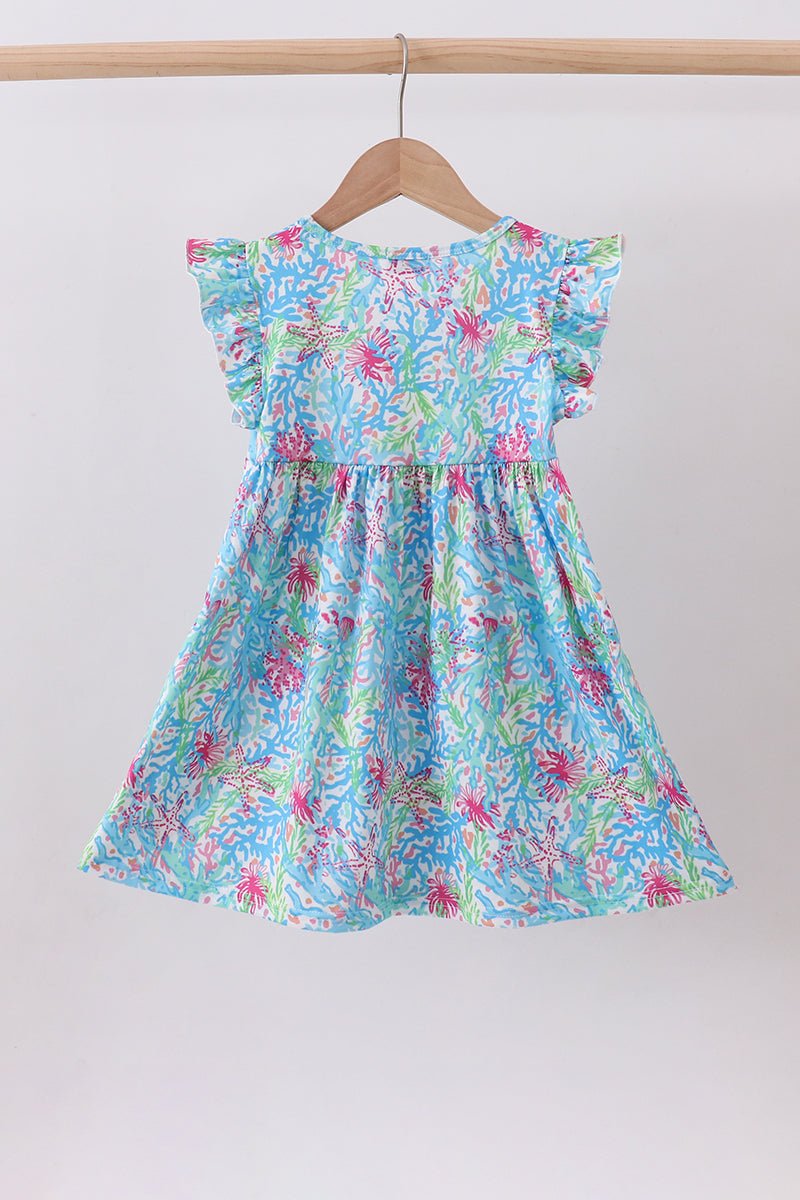 Mint island bloom ruffle dress - Abbies Place