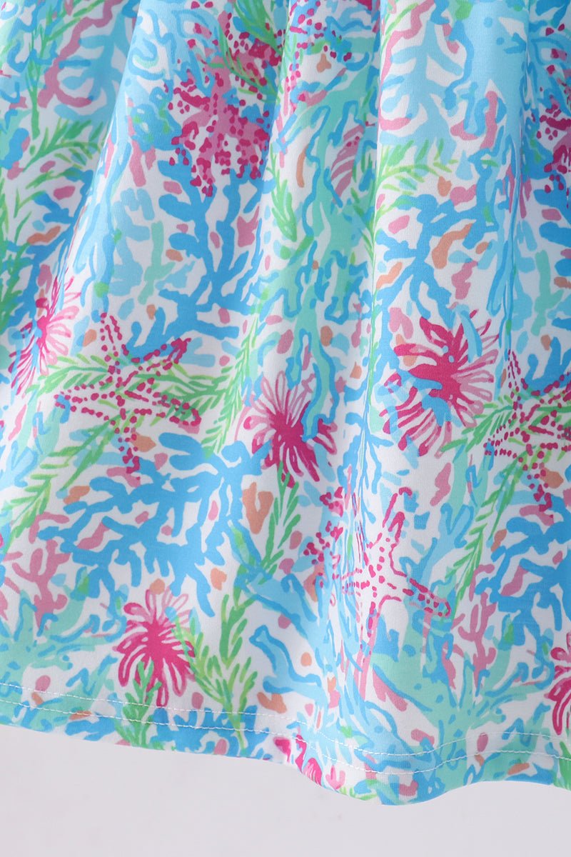 Mint island bloom ruffle dress - Abbies Place