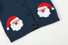 Load image into Gallery viewer, Navy Blue Christmas Santa Knit Cardigan
