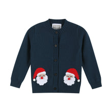 Load image into Gallery viewer, Navy Blue Christmas Santa Knit Cardigan
